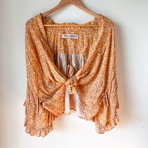 Free People Calisto Floral Open Front Floral Cottagecore Bed Jacket in XS